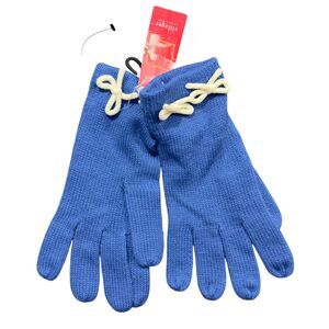 Villager by Liz Claiborne Warmth Gloves Womens Blue Knit 100% Acrylic Bow Knoted